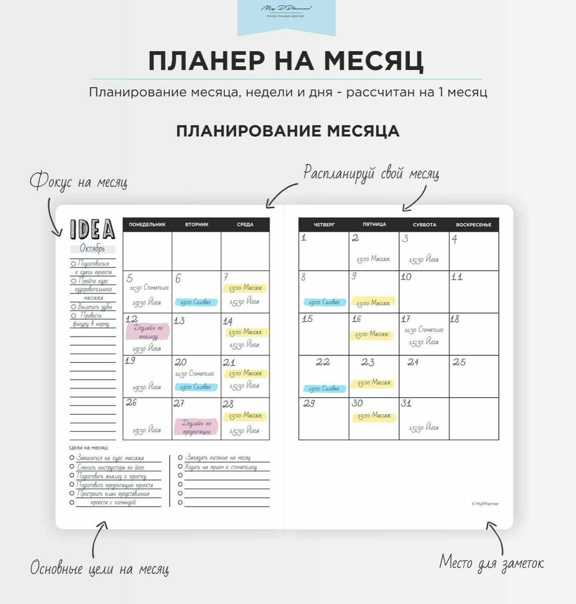 Пример плана на месяц (иллюстрация с сайта remarklee.ru)
