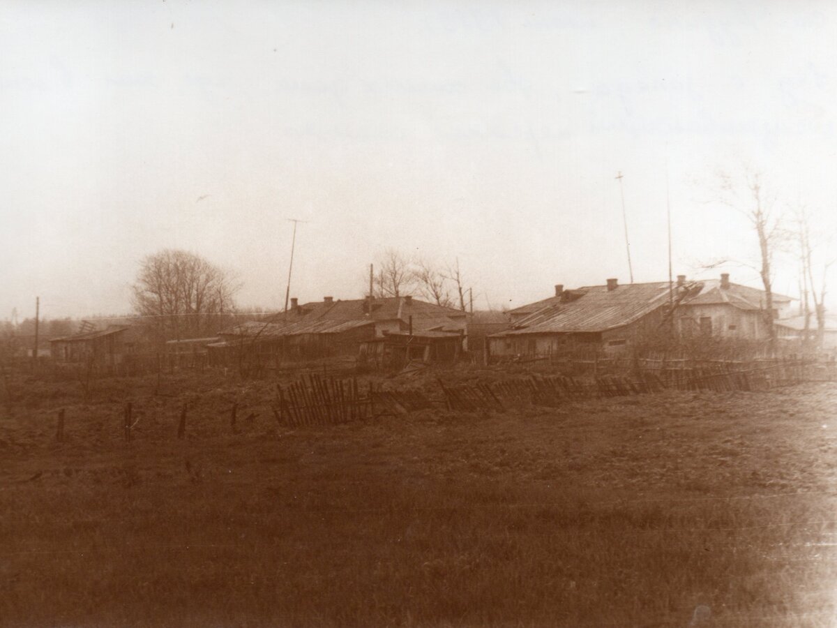 Бараки, в которых жили железнодорожники, вид с запада, июнь 1989 г.