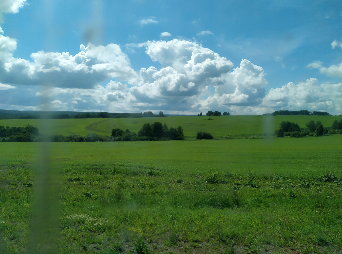 Красота России (чуть-чуть грязное стекло, в дороге только так бьются о него мухи)