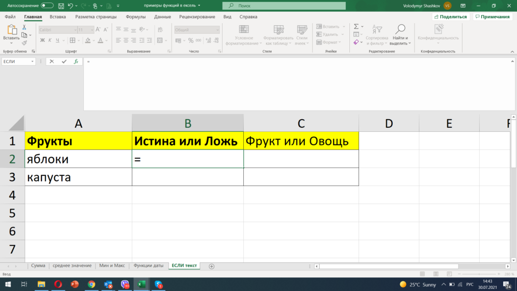 Если содержит слово excel