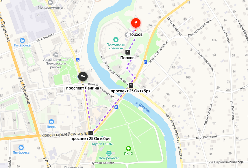 Маршрут прогулки по Порхову