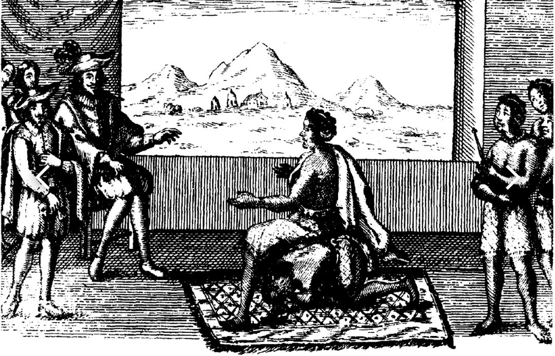 Анна Зинга Мбанди Нгола на переговорах с португальцами, Источник: wikiCommons