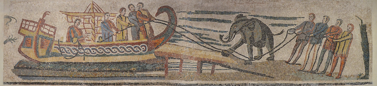 Римская мозаика с изображением перевозки слона