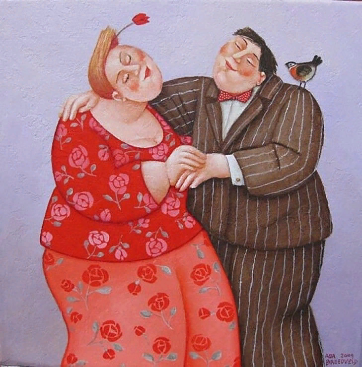 Толстая старая пара. День толстяка и толстушки. Карикатуры на мужчин и женщин. Смешные пары.
