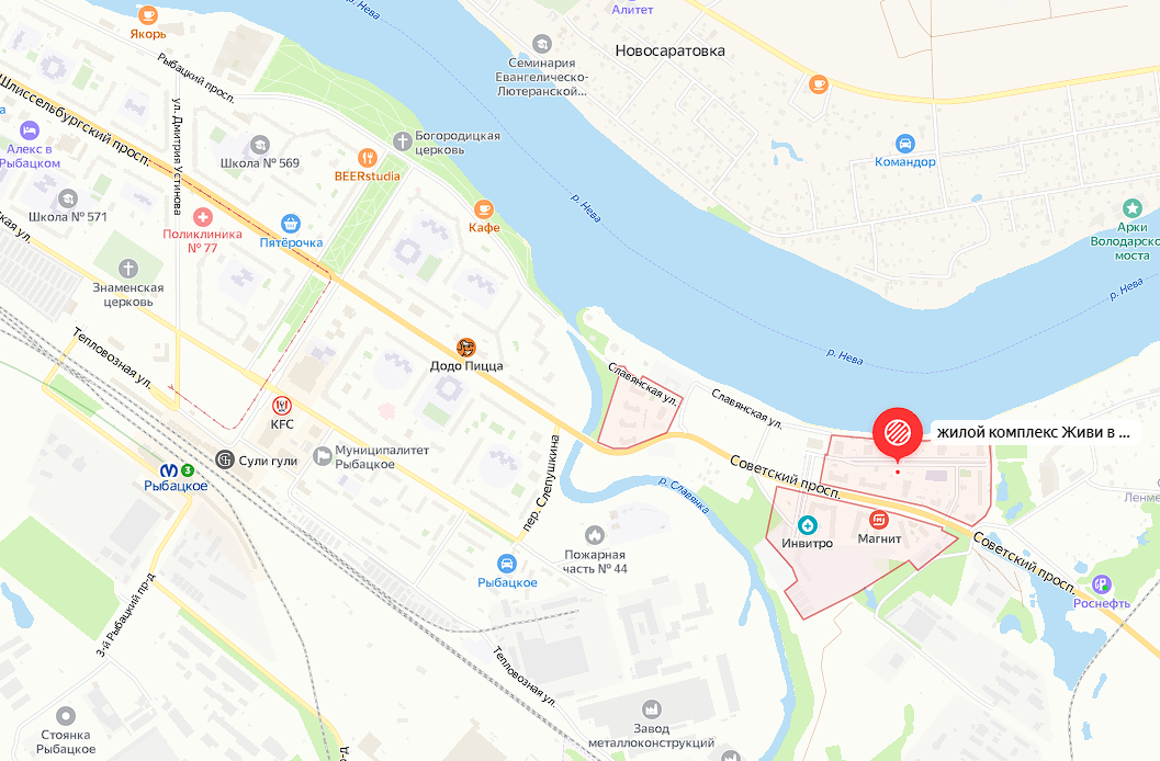 ЖК «Живи! В Рыбацком» на карте и план комплекса. Листайте карусель.