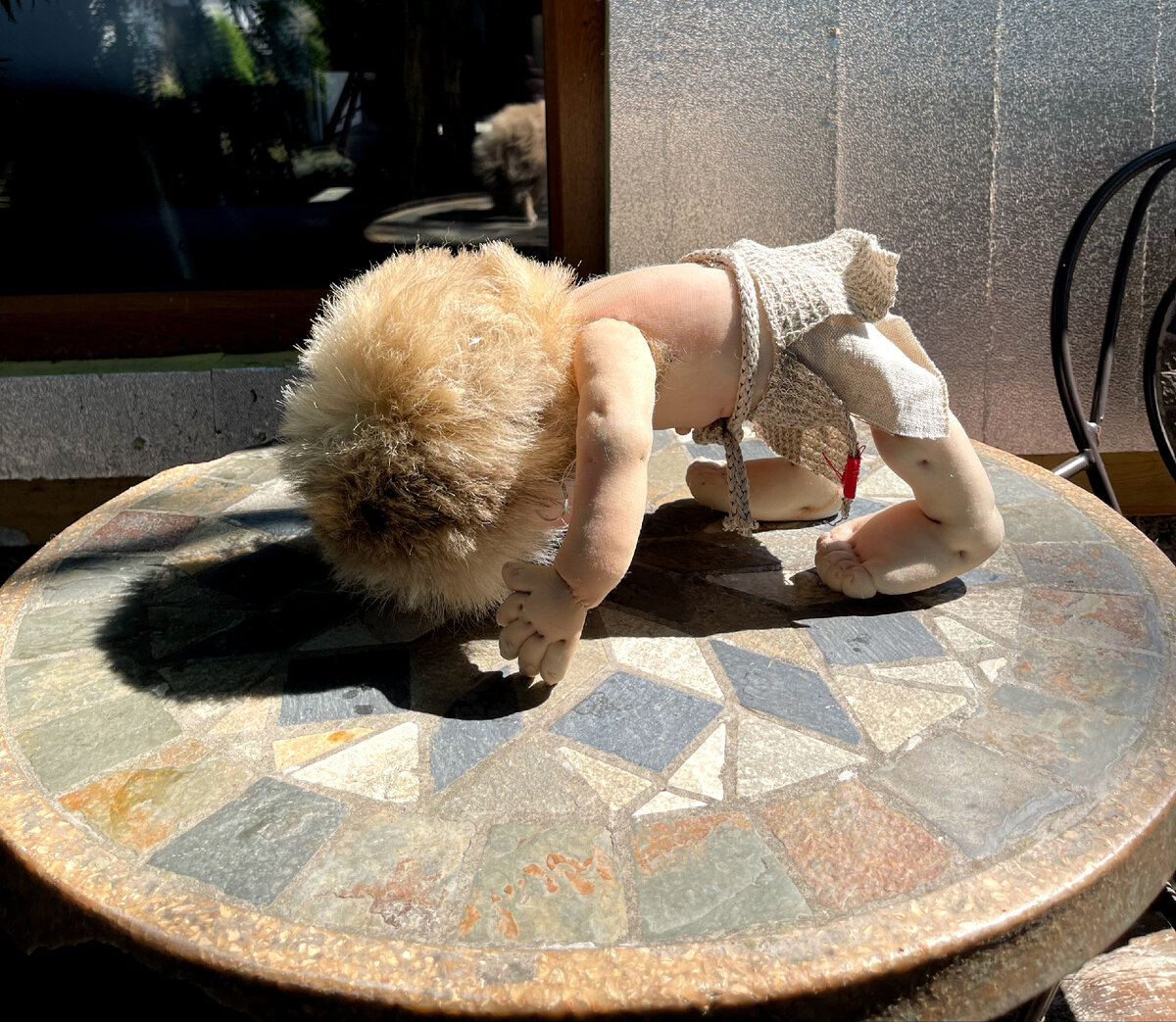 Кеша в асане "собака моськой вниз"