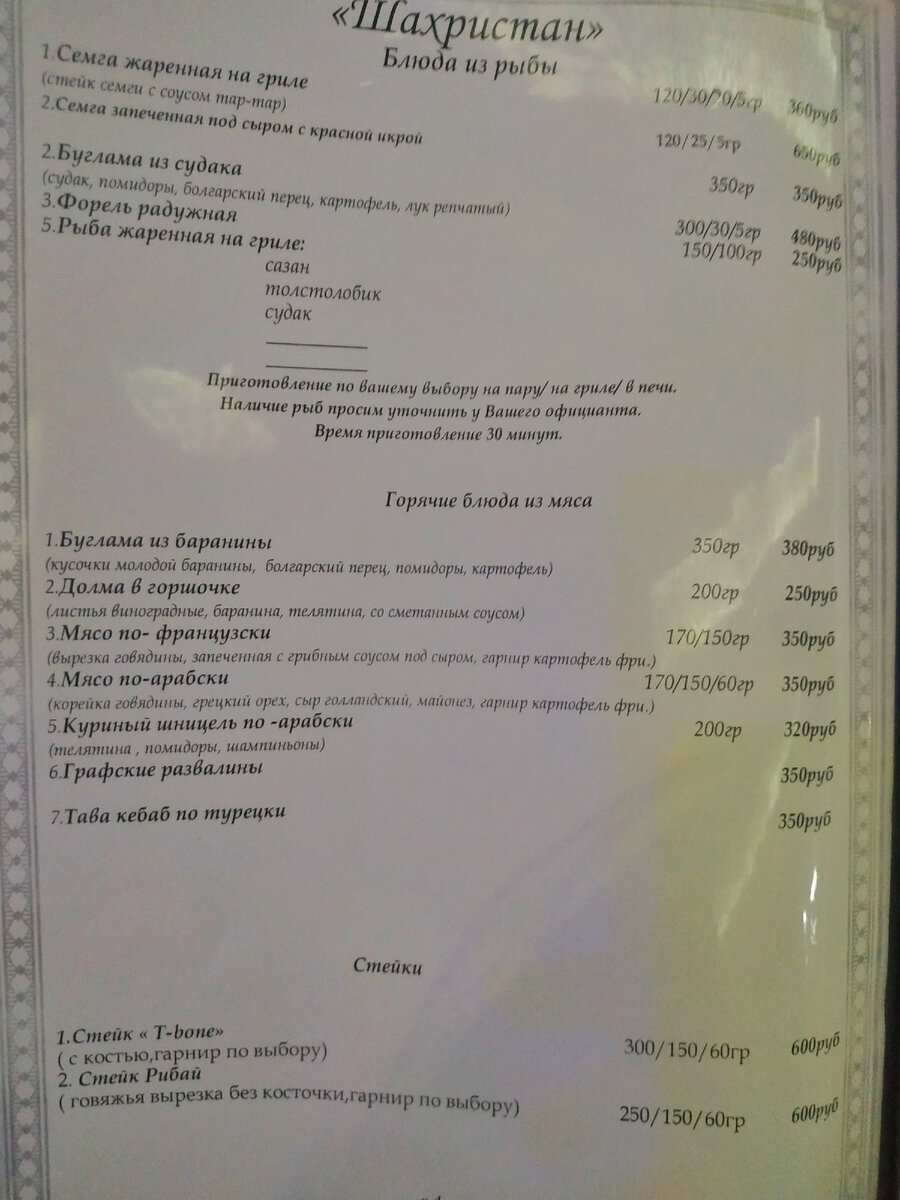Часть меню