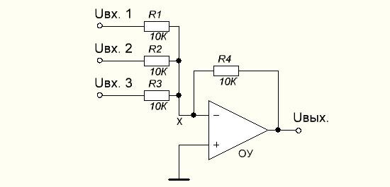 Аналоговый сумматор схема