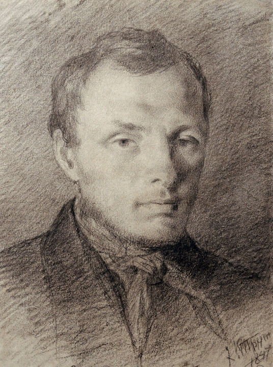 Достоевский в 26 лет. Рисунок К. Трутовского 1847 г.