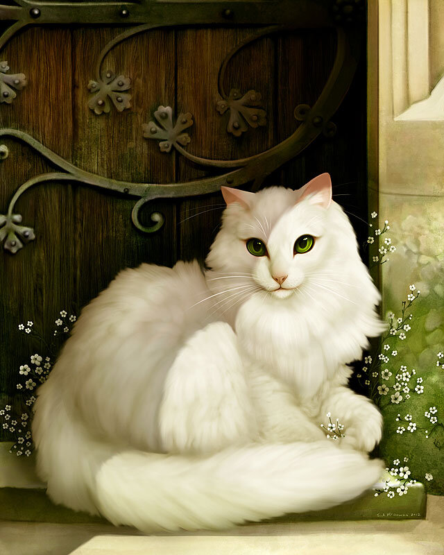 Фэнтези кошки. Сказочная кошка. Белый кот. Кошка белая. Сказочные кошечки