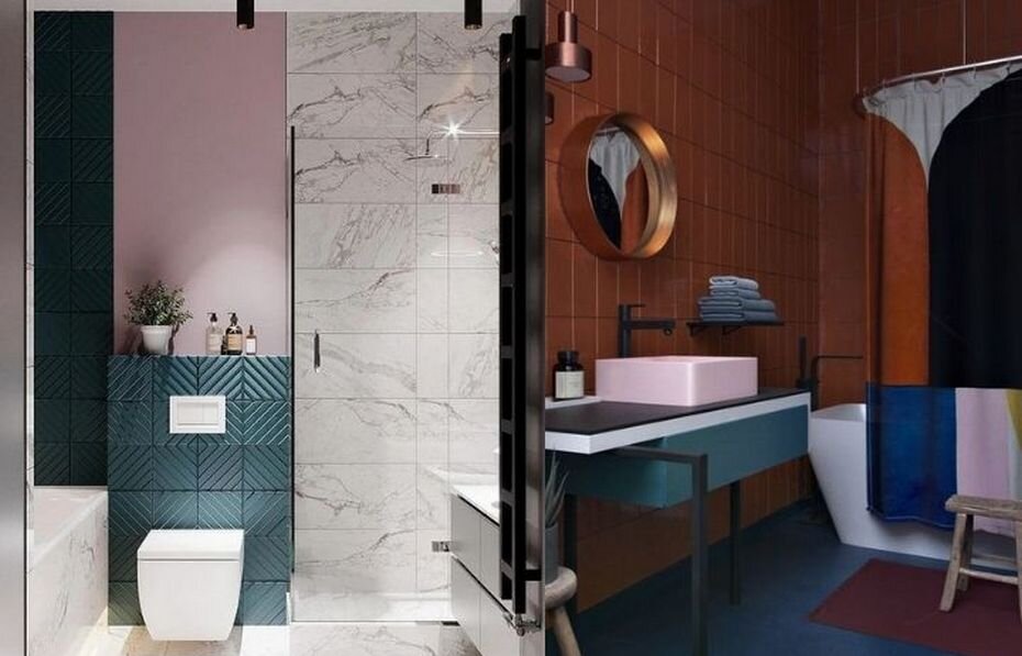 Цветная плитка в ванной комнате