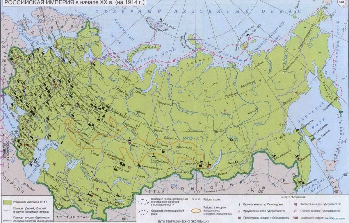 Карта россии до 1914 г