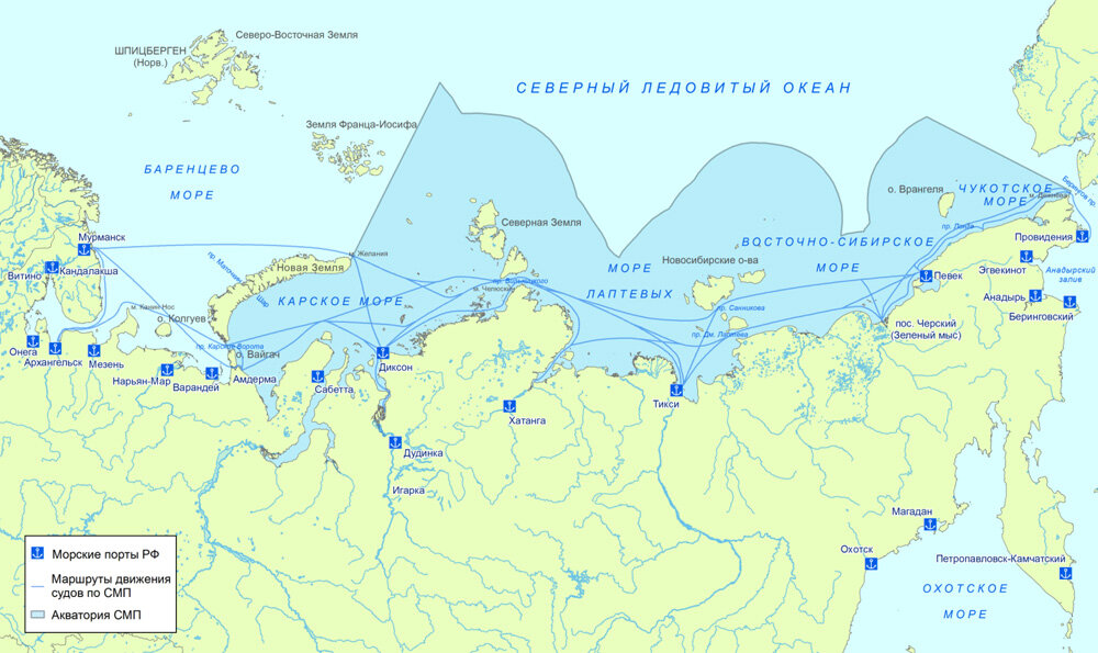 Карта россии северное море