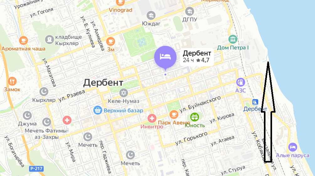 Карта дербента с магазинами