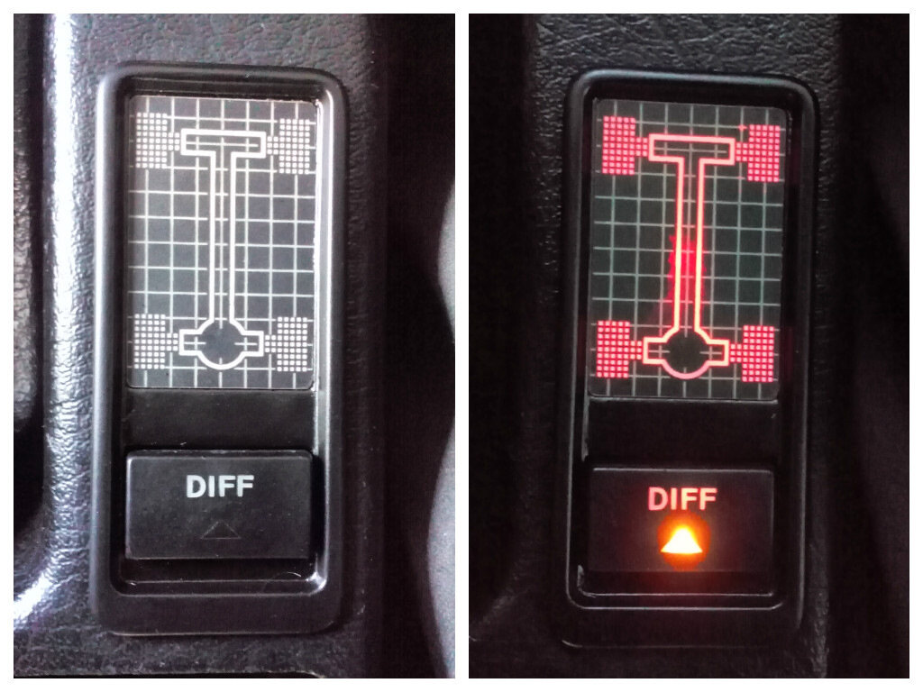 Вид кнопки блокировки заднего дифференциала.