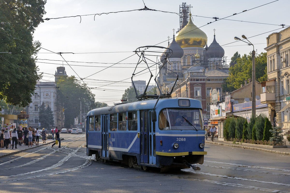 Трамвай Tatra T3R.P №3268. Пантелеймоновская улица. Год выпуска - 1976, модернизирован в 2008.