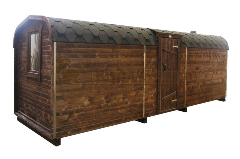 Рис. 1 Квадратная баня-бочка с боковым входом и ровным полом