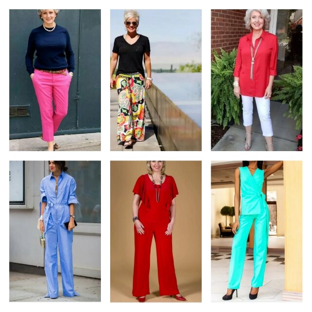 На нижних фото видно как однотонный костюм вытягивает образ вверх. Верхние для сравнения - они может быть сами по себе неплохо смотрятся, но фигуру точно не удлинняют.