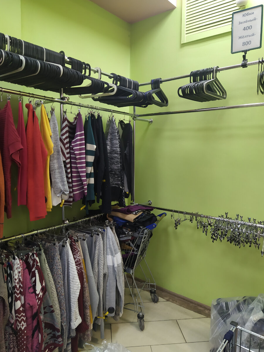 Магазин менее чем за час до закрытия в пятницу. Остался частично отдел свитерков.