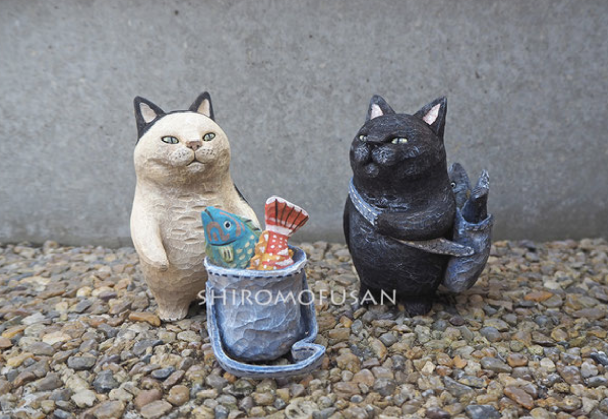 Любители и почитатели котиков, посвящаю этот пост вам :) Широ Мофусан (@shiro_mofusan) — японский художник, который создает милых и очаровательных кошек из дерева, уделяя особое внимание их мимике.-7