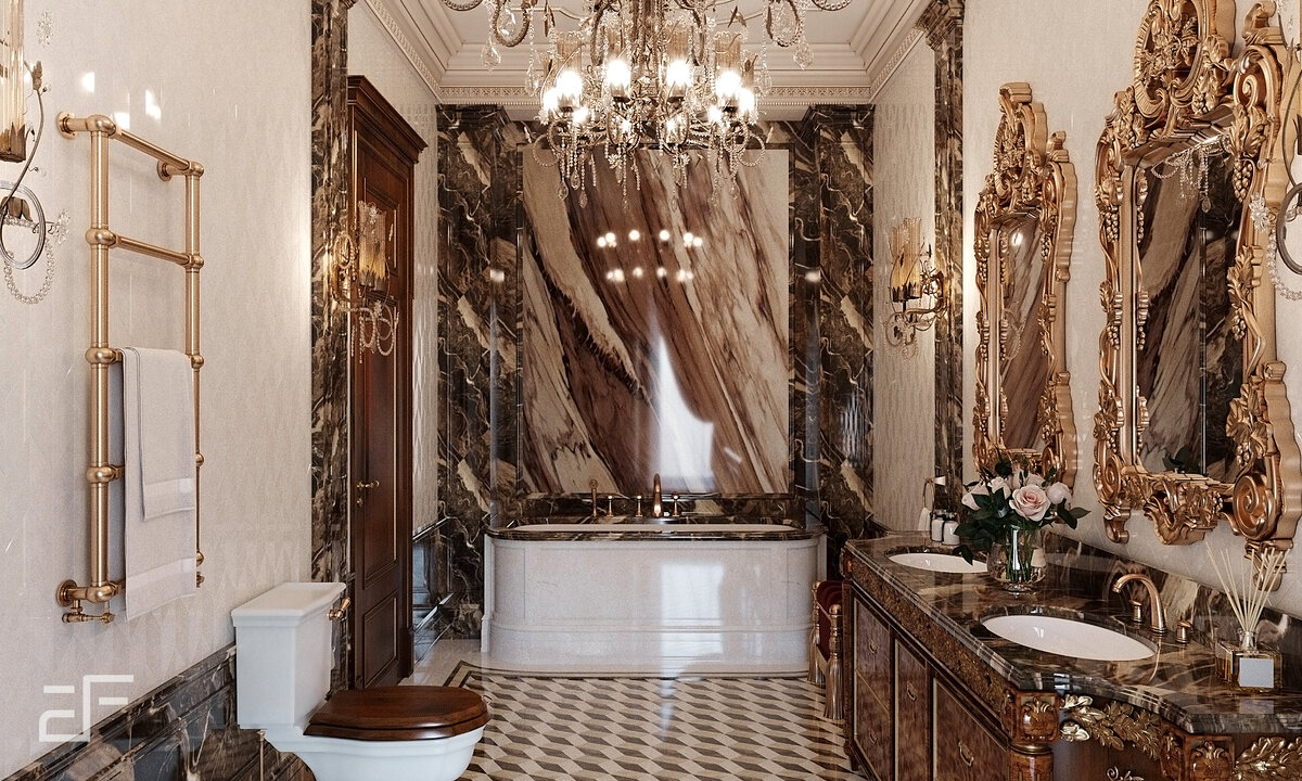 Интерьер ванной комнаты в классическом стиле