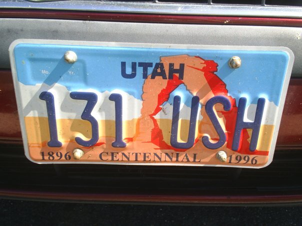 Автомобильный номер в штате Юта.