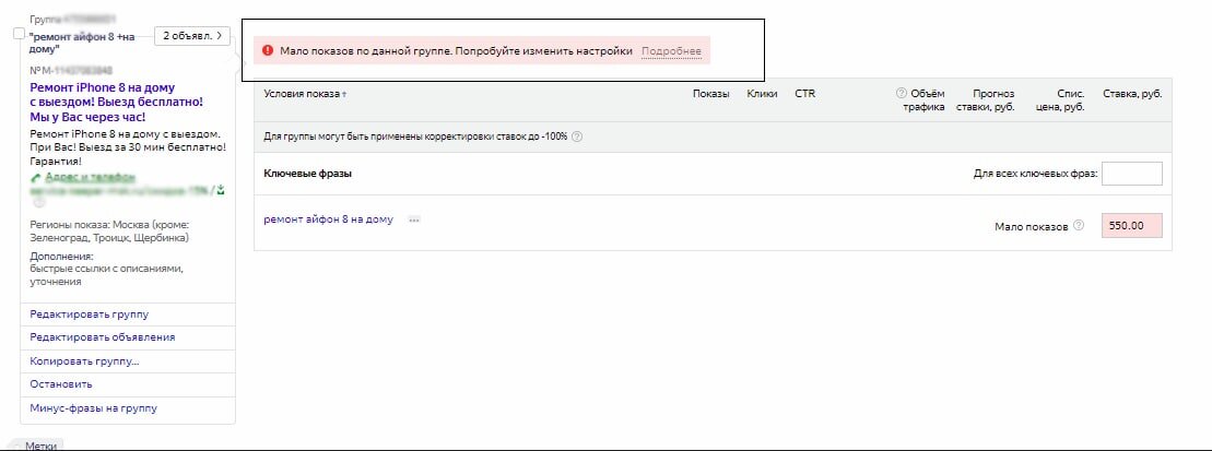 Мало показов в данной группе 