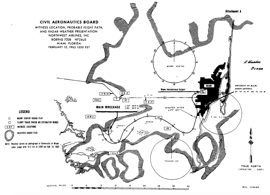 Более подробная карта CAB показывает маршрут полета относительно близлежащих гроз. (ТАКСИ)