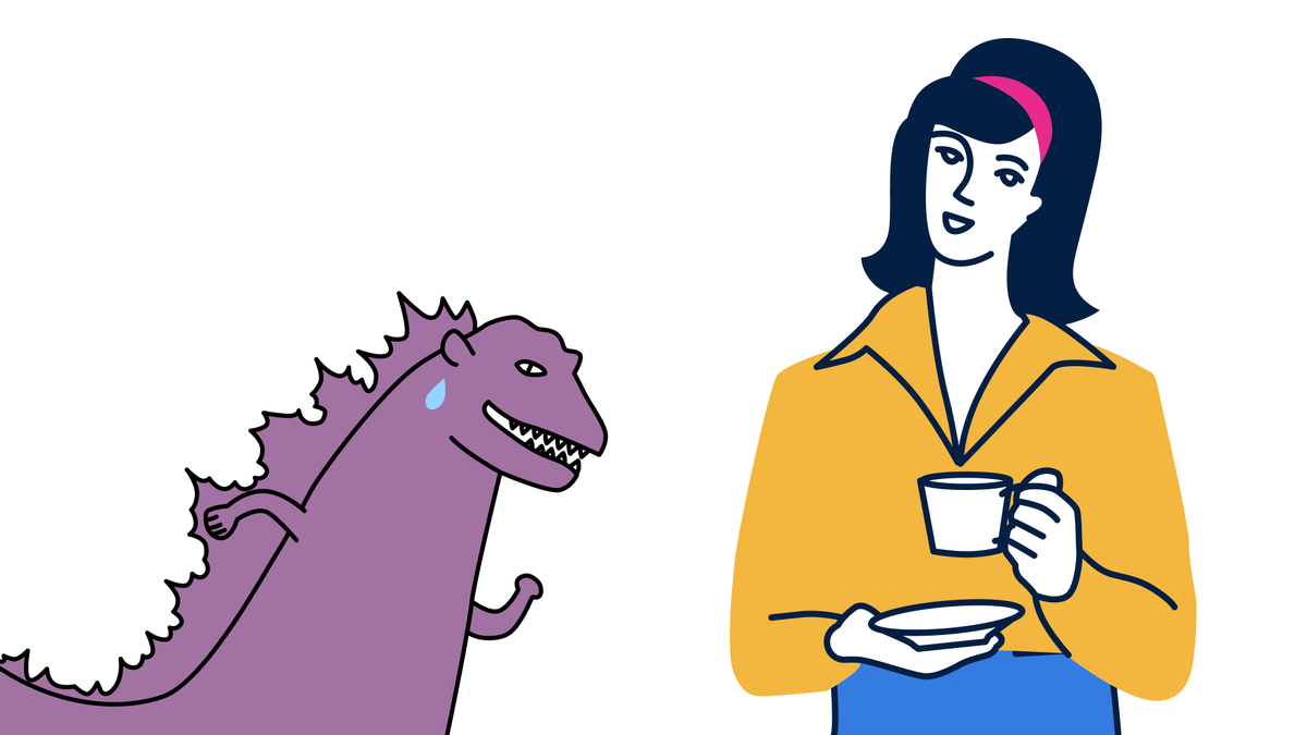 Вы после прочтения статьи — уверенный учитель справа. А этот потеющий от неловкости динозаврик — ученик, который рискнул нарушить дисциплину