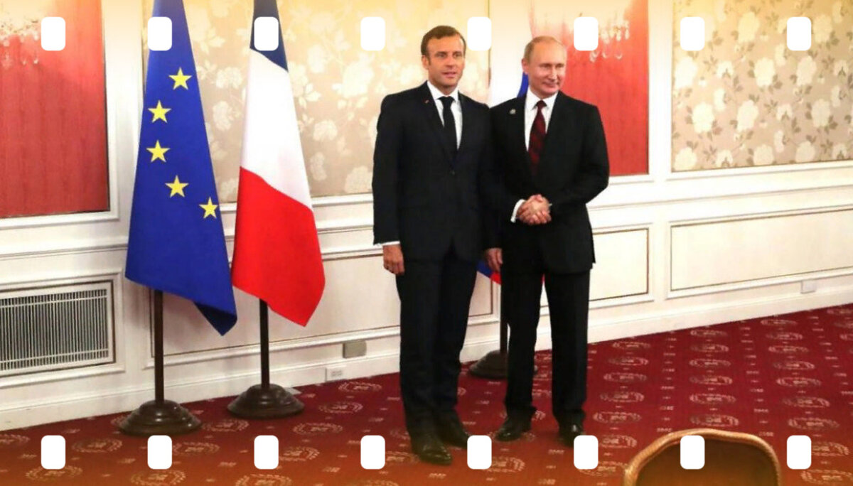 Путин и Макрон перед пресс-конференцией.