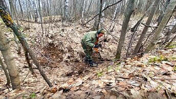 Наткнулся в лесу на старую землянку. Тут-же проверил ее металлоискателем.