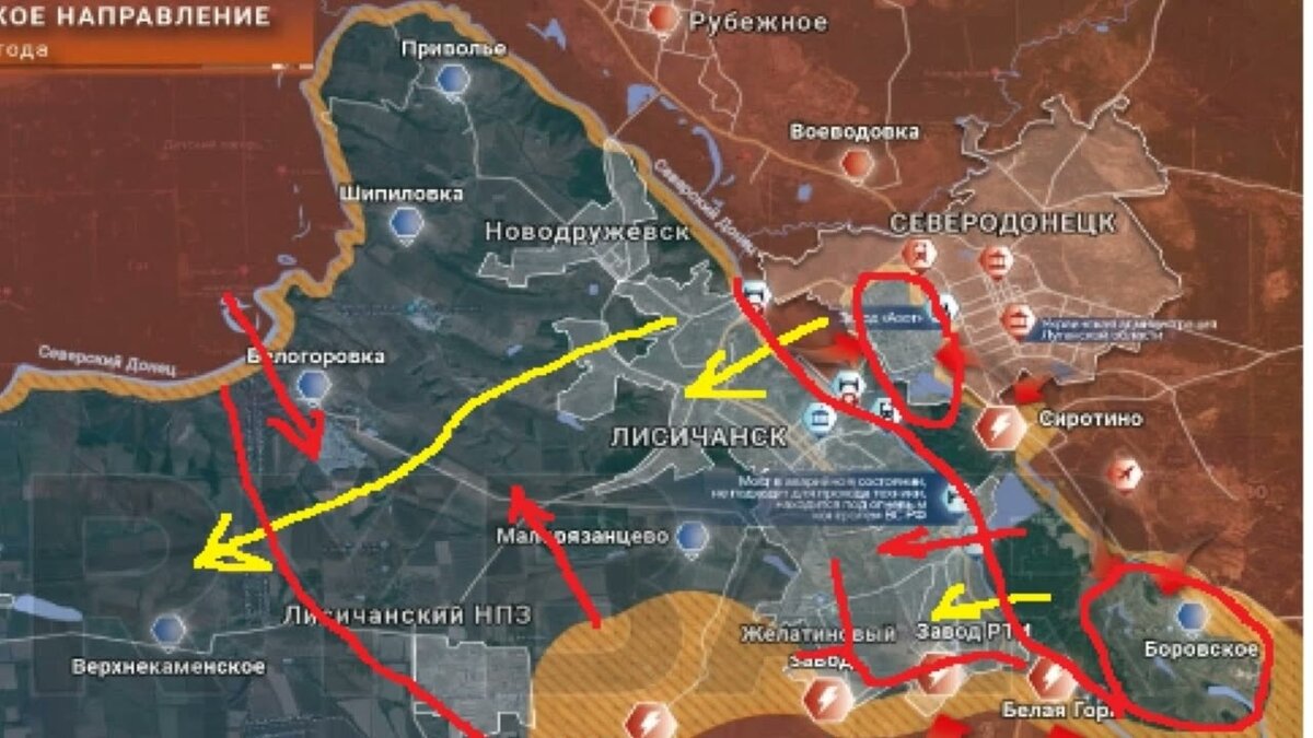 Карта боевых действий в лисичанске