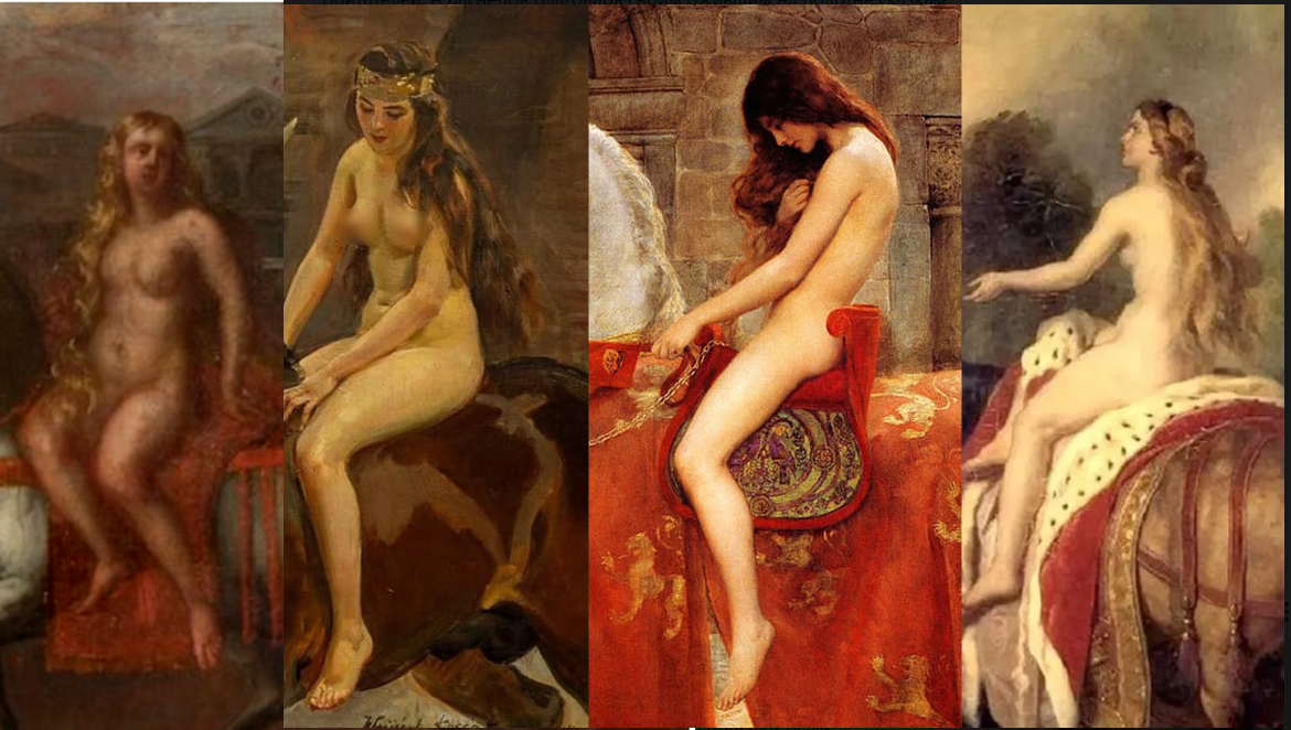 Леди Годива в исполнении 4-х разных художников