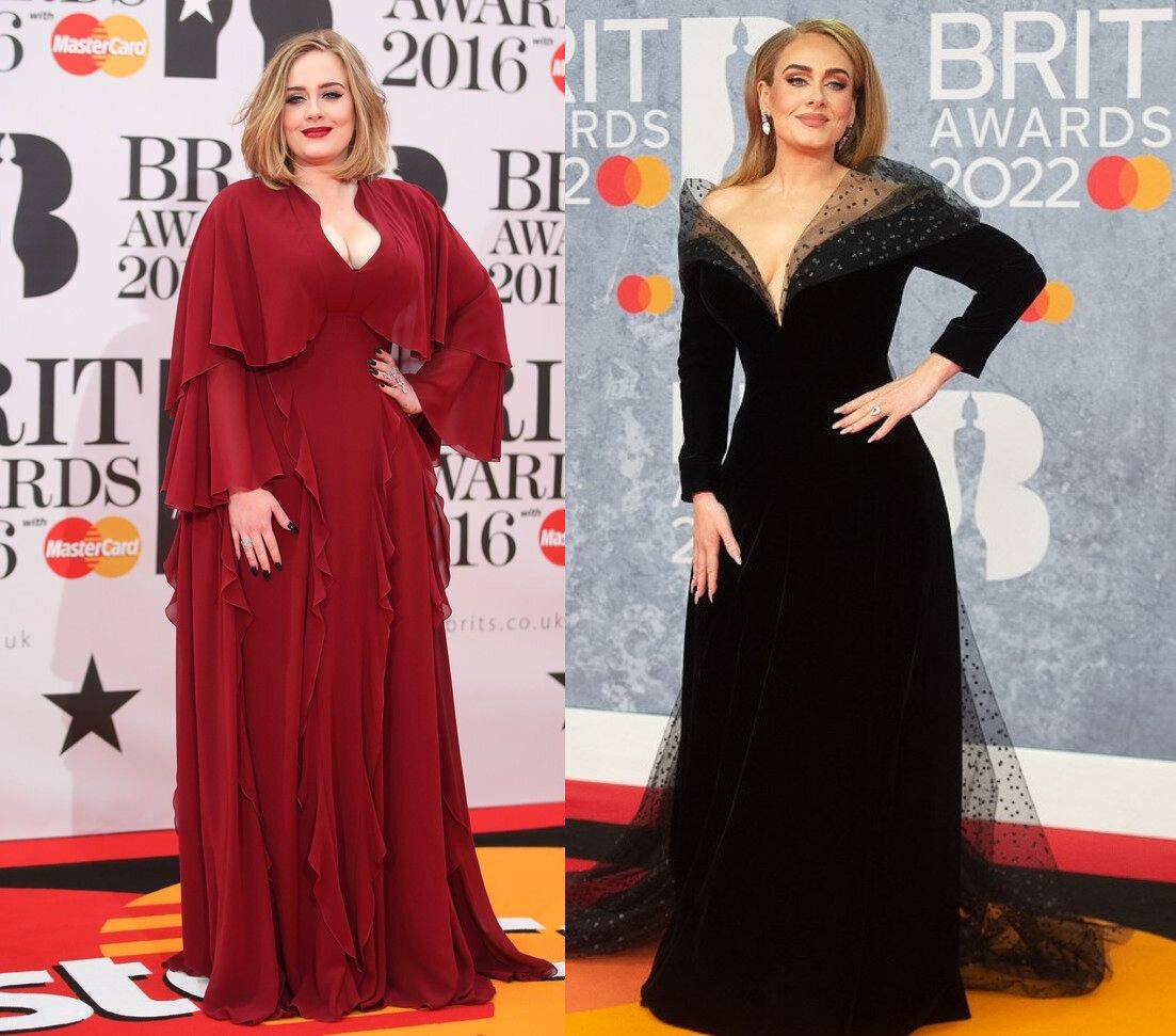 На фото Адель раньше и сейчас