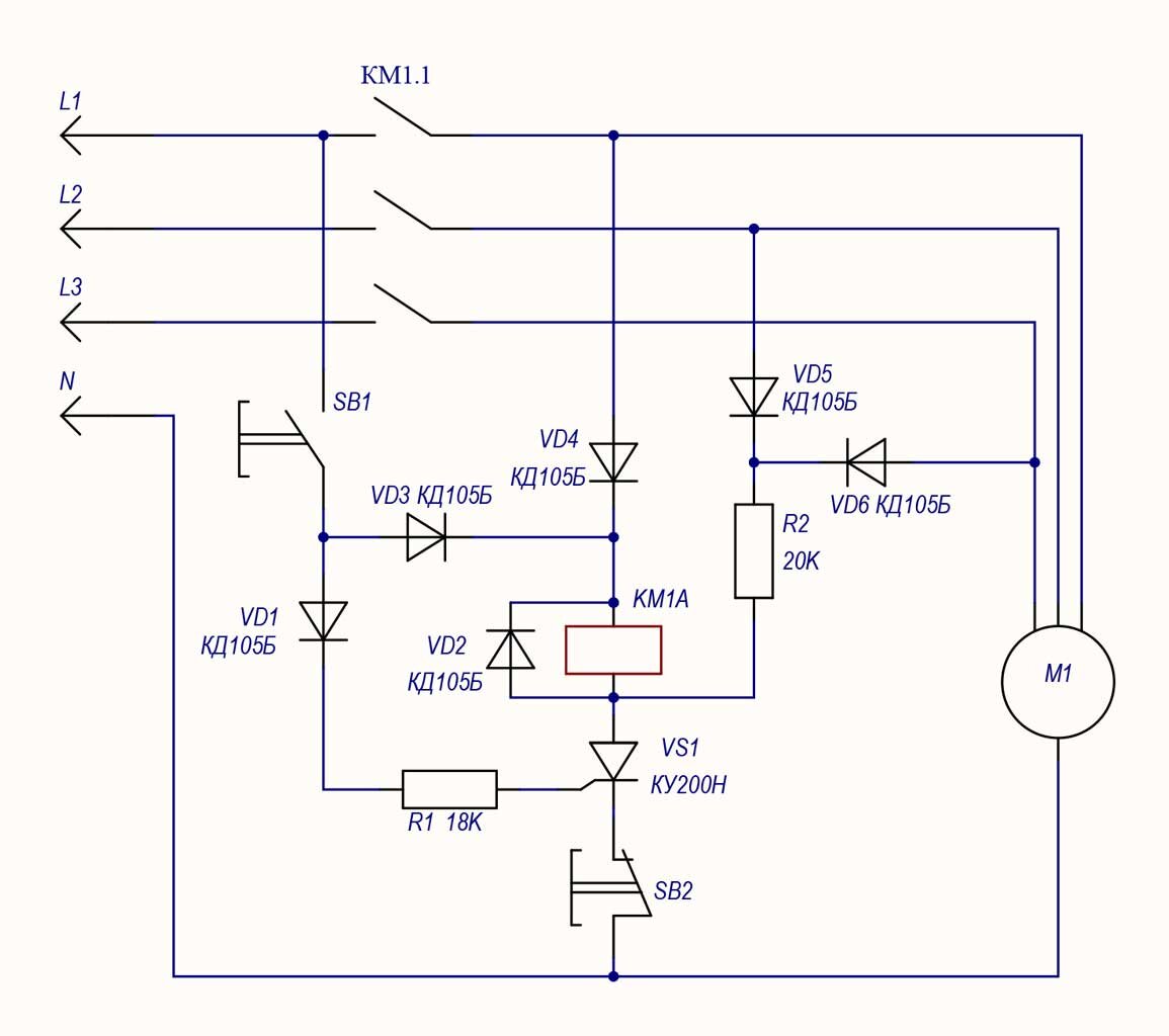 Защиты электродвигателя схема