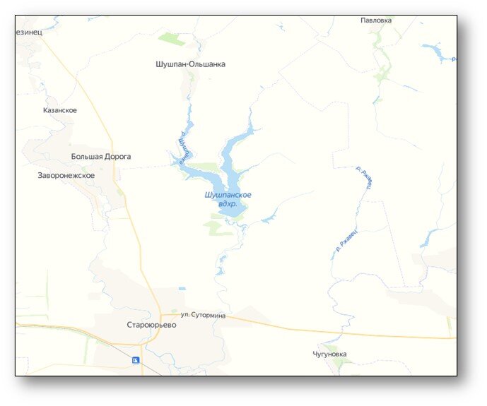 Река Шушпанка (Яндекс-карты)