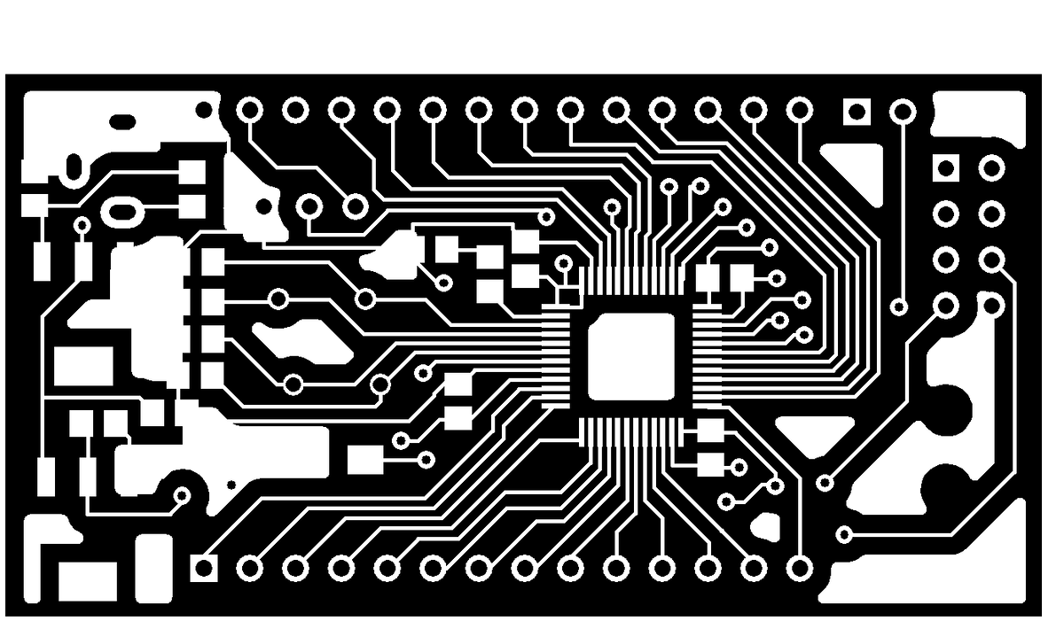 Wizardino Starter - верхняя сторона. Ориентация - как должна быть. Разъем для отладчика - вверху справа