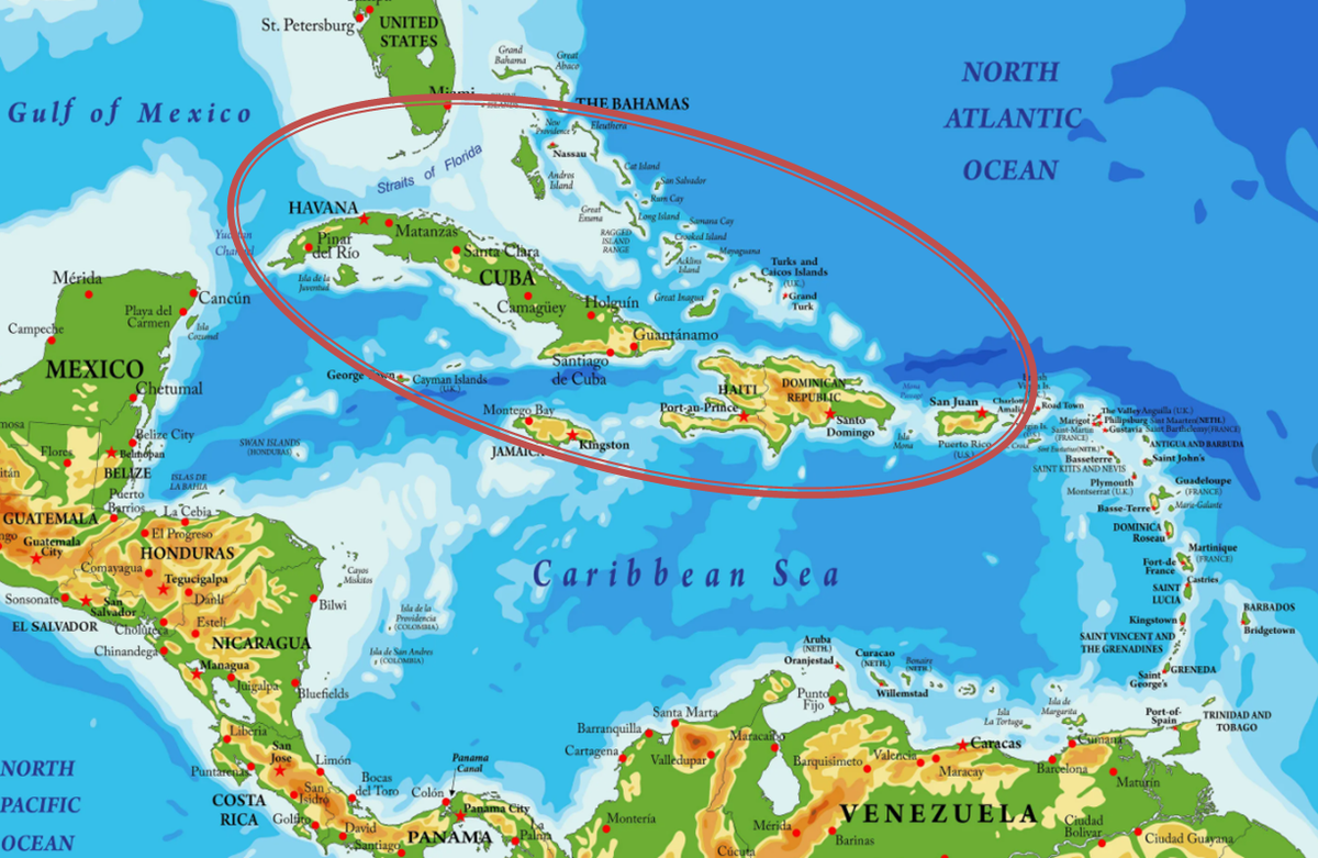 Багамские острова северная америка. Страны Карибского моря на карте. Карибы Карибские острова карта. Физическая карта центральной Америки. Карибское море на физической карте.