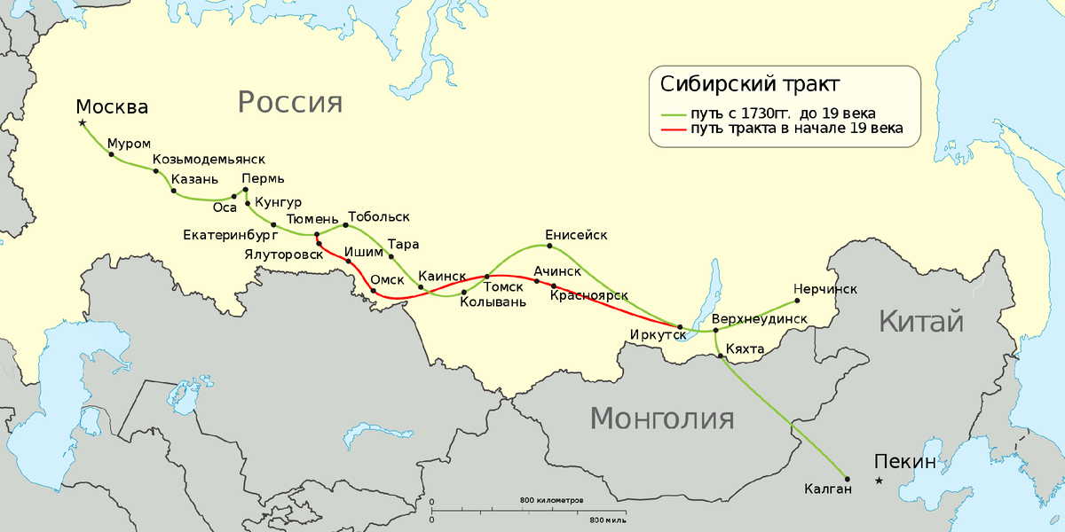 © Wikimedia Commons / public domain (Карта Сибирского тракта)