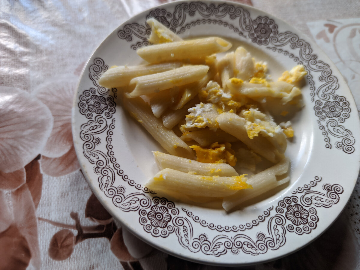 Макароны с яйцом. 