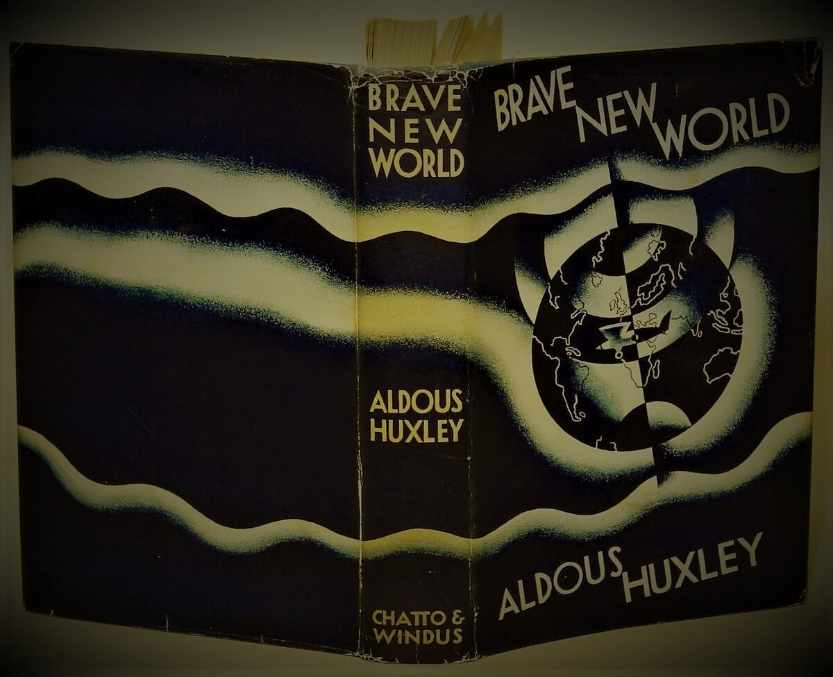 Обложка первого издания книги «О дивный новый мир» Олдоса Хаксли (1932 г.) из библиотеки автора