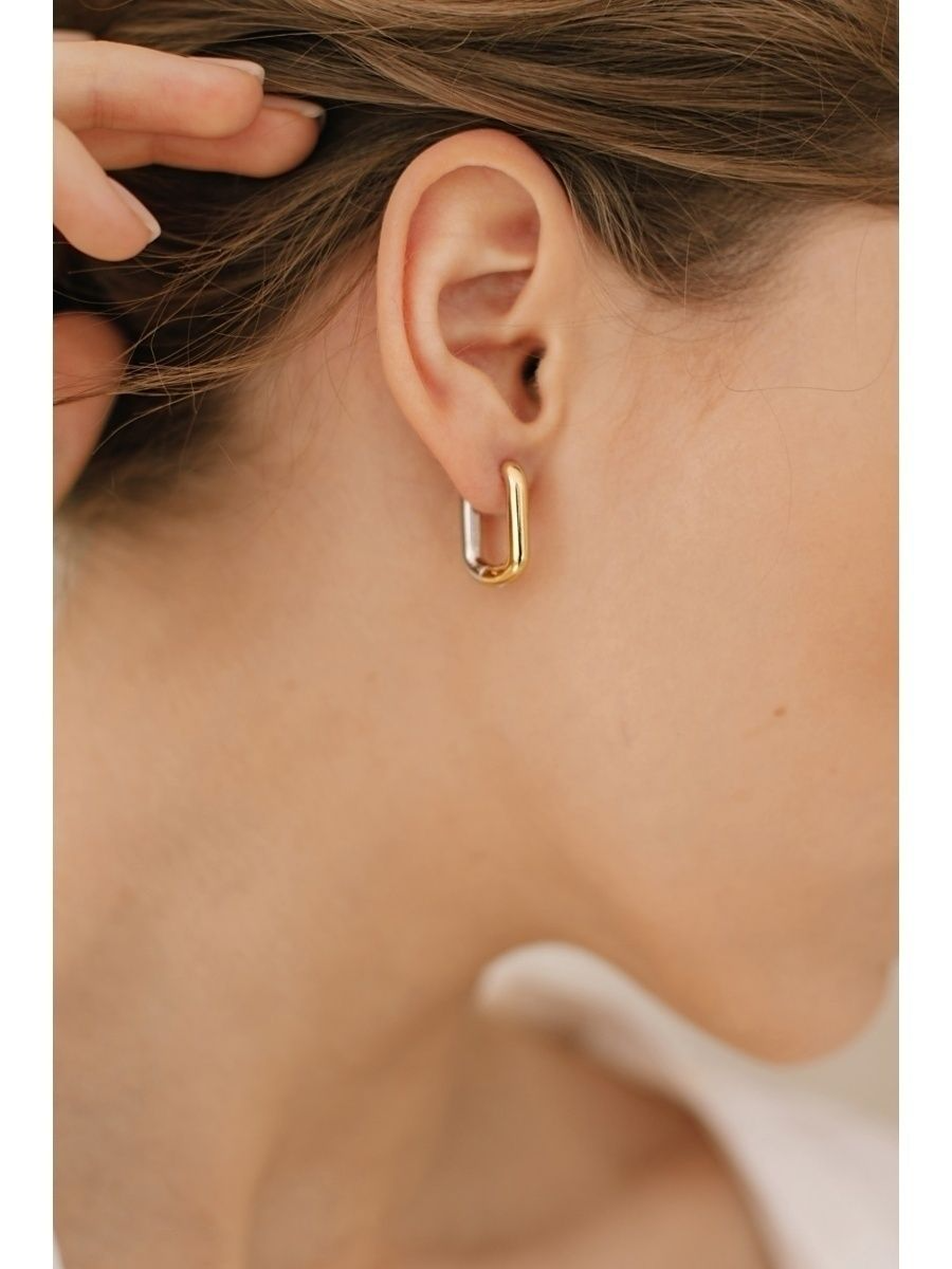 Минималистичные серьги NOIMA двухцветные, с золотым и родиевым покрытием