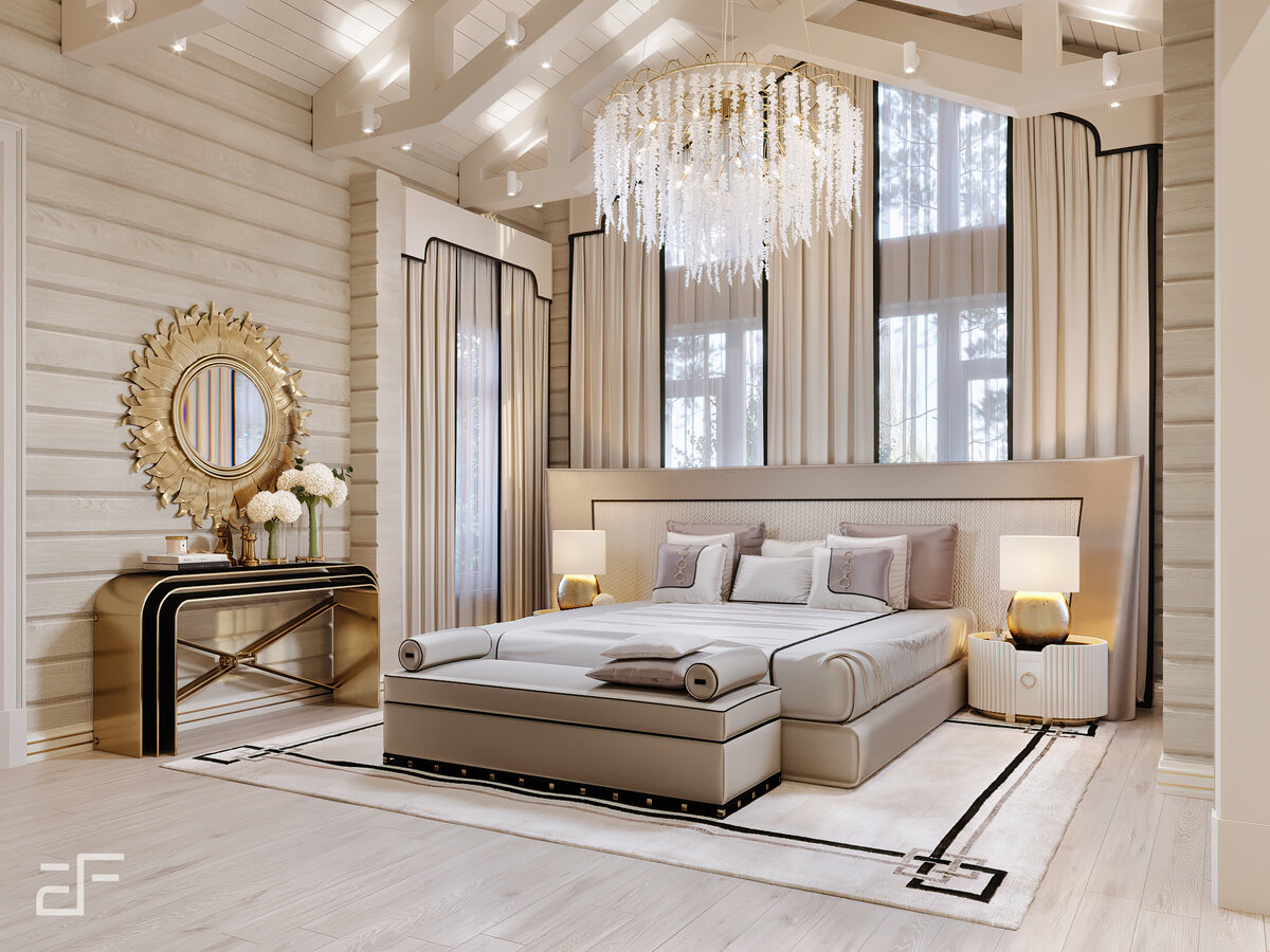 Интерьер спальни в загородном доме