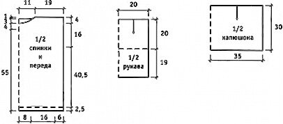 Выкройка туники крючком с капюшоном 