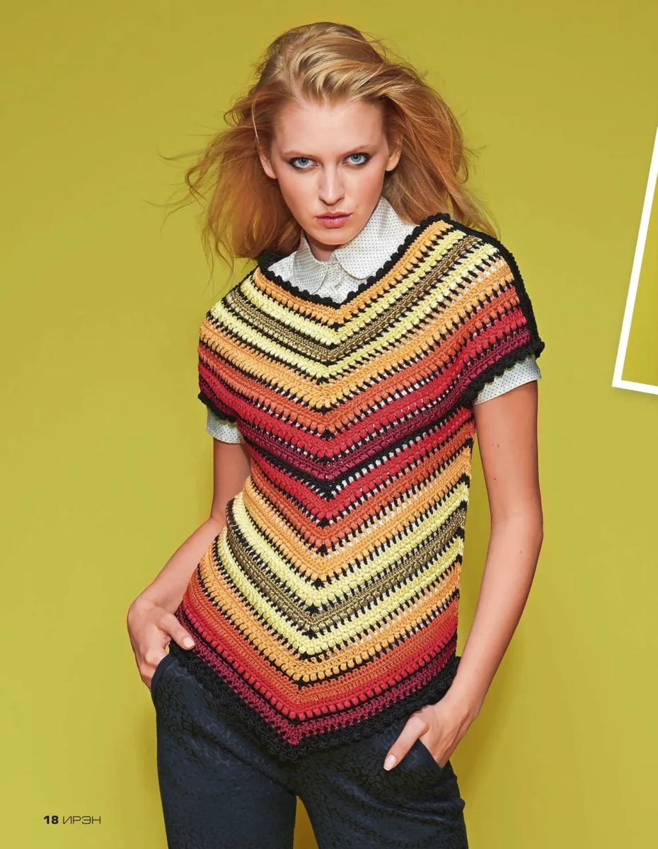 Свитер с диагональными полосками. Джемпер из секционной пряжи спицами. Пуловер с разноцветными диагональными полосами. Летний топ спицами по диагонали. Вязаный свитер с диагональными полосами.