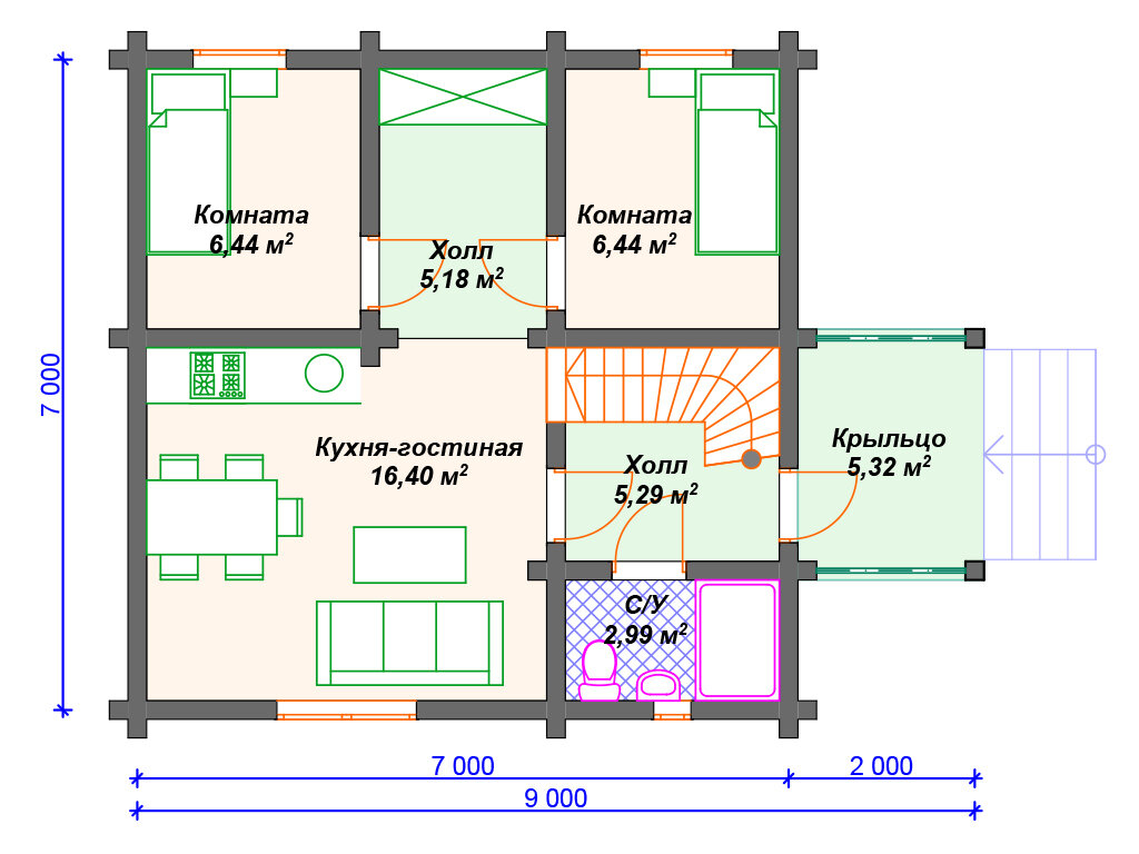 Проект простого комбинированного дома 90 кв м | Arplans.ru - проекты домов  | Дзен