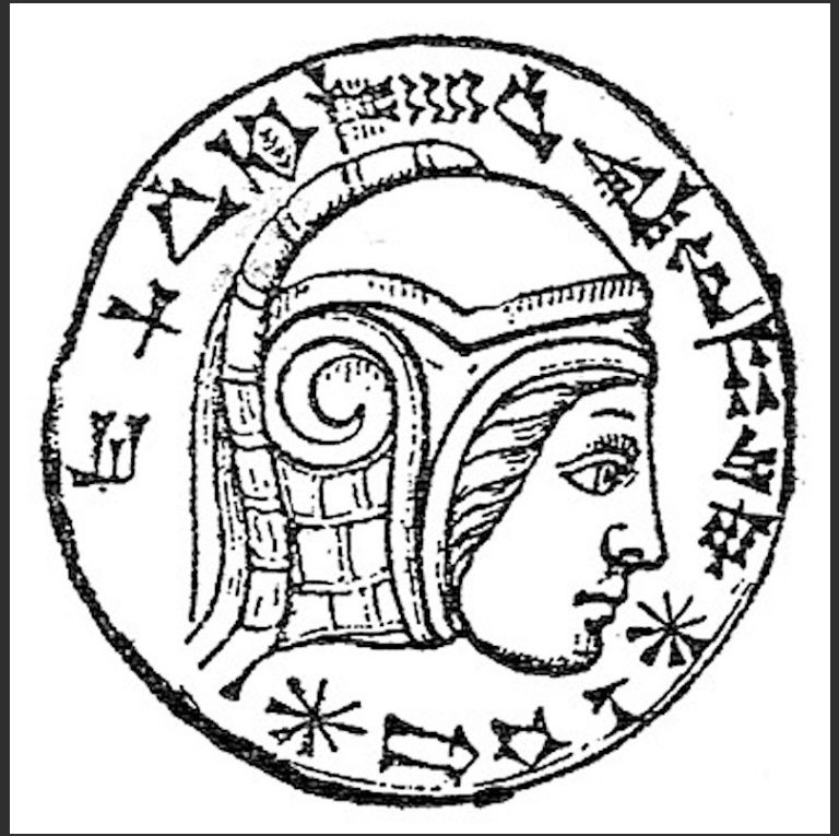 Гравюра внутри ониксового глаза на статуе Мардука, изображающая Навуходоносора II. / Изображение предоставлено Энциклопедией всемирной истории, общественное достояние