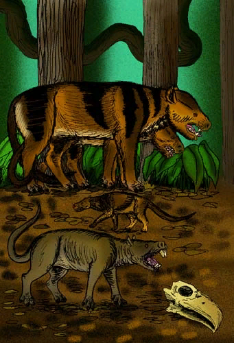 Мезонихии: пара Ankalagon saurognathus в сравнении с Dissacus и Triisodon