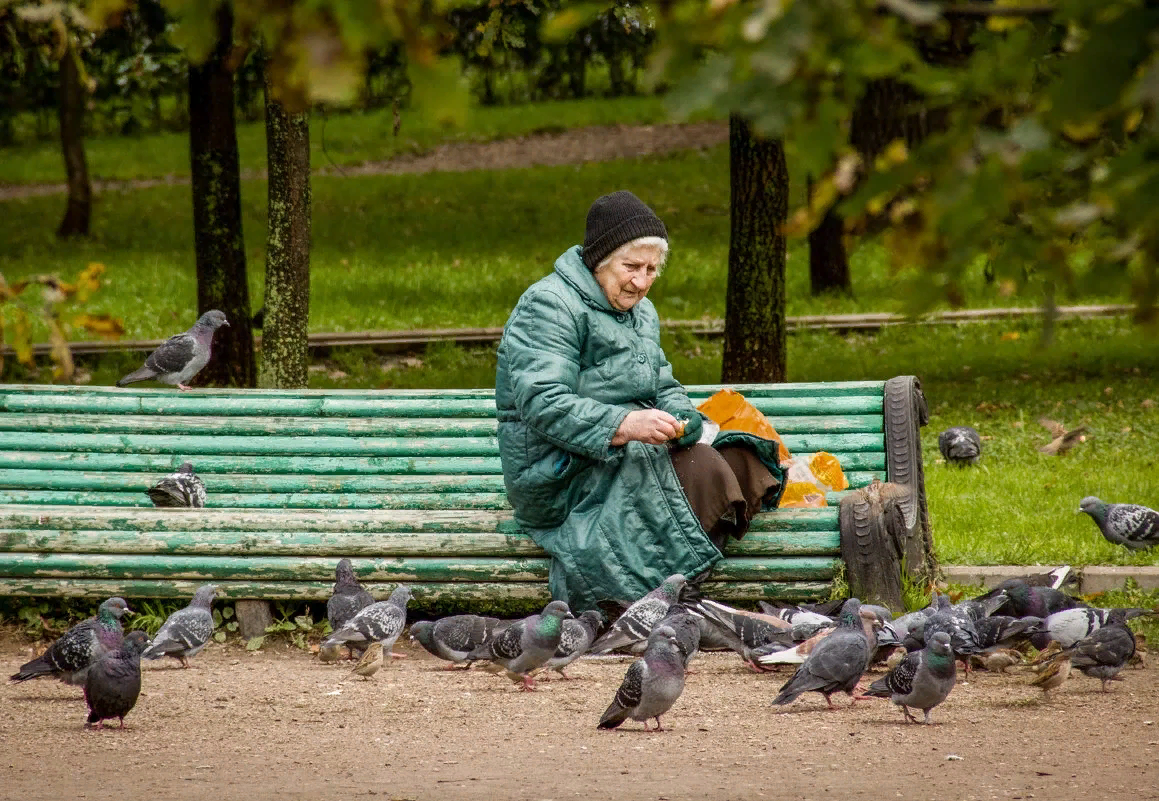 Старушка на скамейке