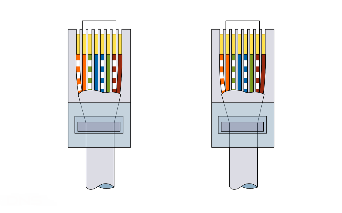 Обжать коннектор rj 45 схема